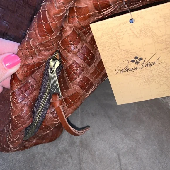 NWT Patricia Nash Marcillina Hobo Toast Brown braided stitch - Picture 5 of 6